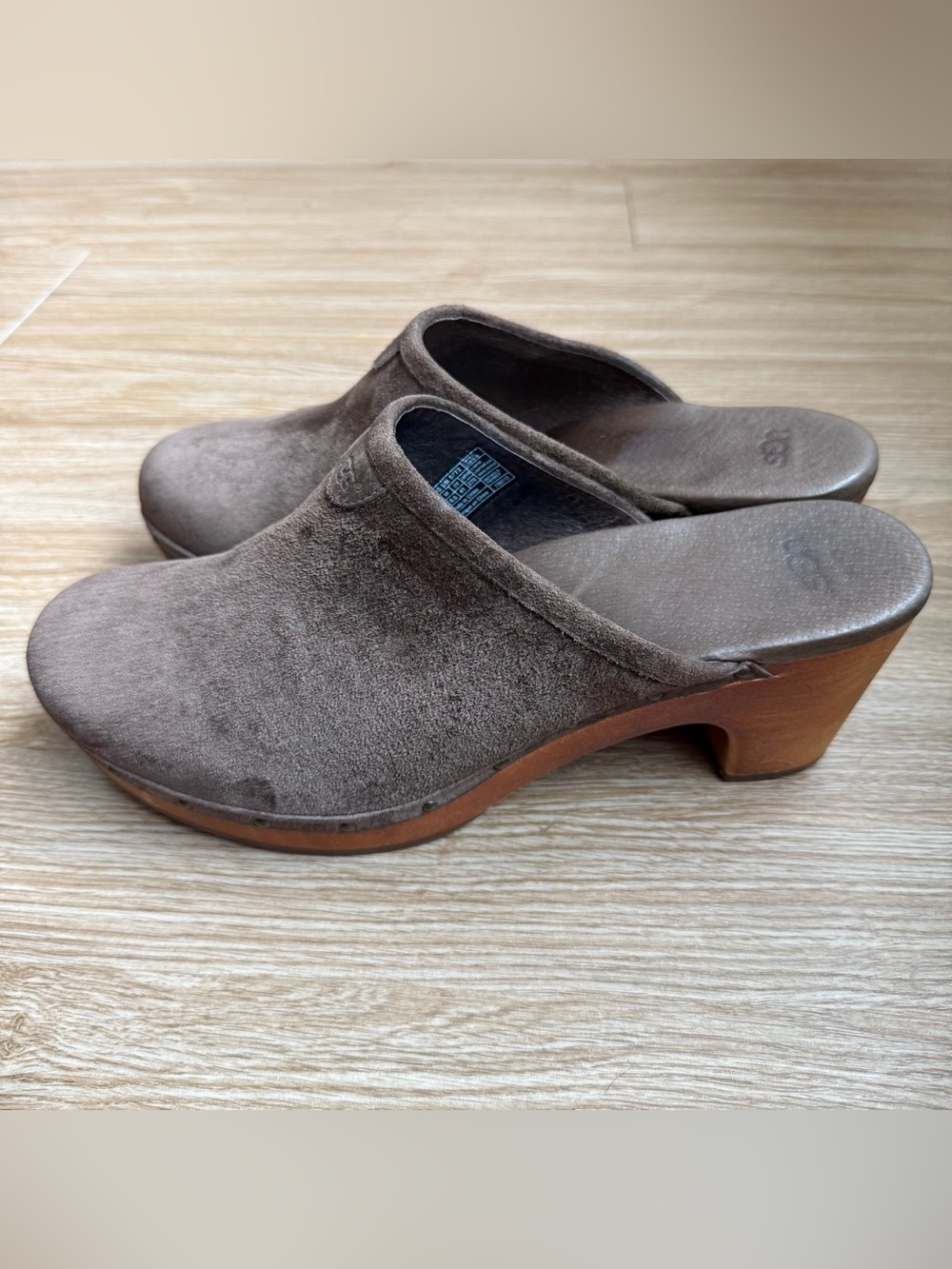 UGG Abbie Wooden Clogs | 10 Women’s Dark Brown Suede Chunky Y2K Platform Mule